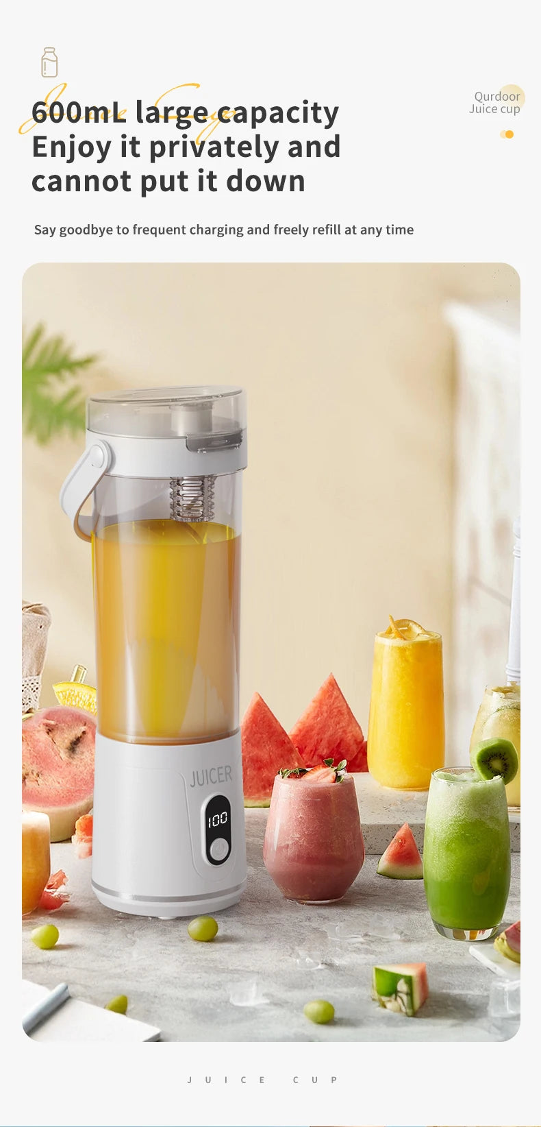 Portable Electric Juicer Double Cup Multifunction Usb Fruit Mixers Juicers Blender Fruit Juicer Cup Food Milkshake Juice Maker