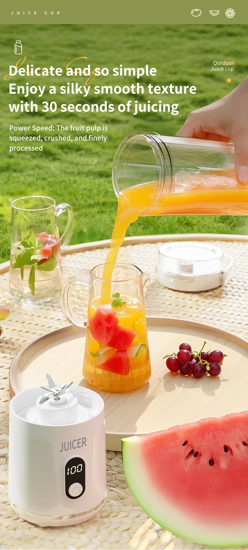 Portable Electric Juicer Double Cup Multifunction Usb Fruit Mixers Juicers Blender Fruit Juicer Cup Food Milkshake Juice Maker